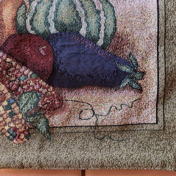 Thanksgiving OCTOBER WEEKEND Cornucopia Pumpkin TAPESTRY Wall Hanging w/WOOD ROD - Picture 5 of 15